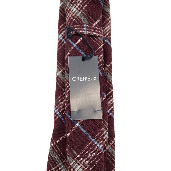 Daniel Cremieux Burgundy Plaid Wool Silk Blend Neck Tie Necktie - Picture 3 of 6